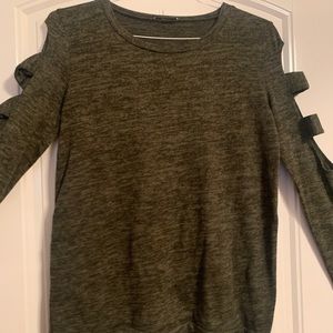 Green Shirt with cut out sleeves